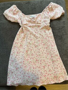 No Boundaries Pink Floral Puff-Sleeve Dress